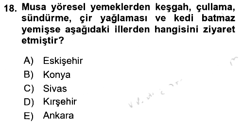 Yöresel Mutfaklar 2023-2024 Ara Sınav - 18. soru