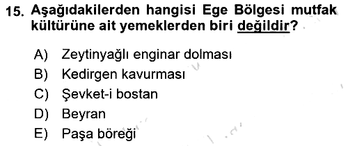Yöresel Mutfaklar 2021-2022 Dönem Sonu Sınavı - 15. soru