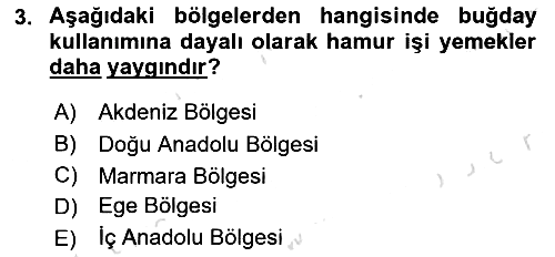 Yöresel Mutfaklar 2021-2022 Yaz Okulu Sınavı - 3. soru
