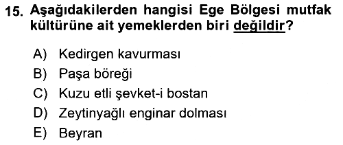 Yöresel Mutfaklar 2023-2024 Yaz Okulu Sınavı - 15. soru
