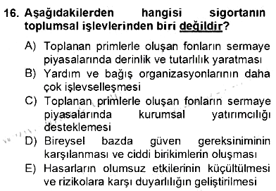 Bankacılık Hizmet Ürünleri 2012-2013 Dönem Sonu Sınavı - 16. soru