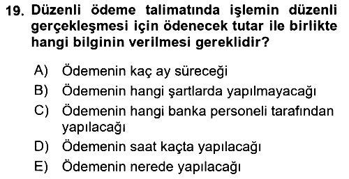 Bankacılık Hizmet Ürünleri 2023-2024 Yaz Okulu Sınavı - 19. soru