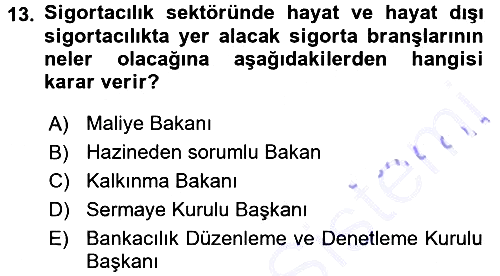 Bankacılık Ve Sigortacılığa Giriş 2015-2016 Dönem Sonu Sınavı - 13. soru