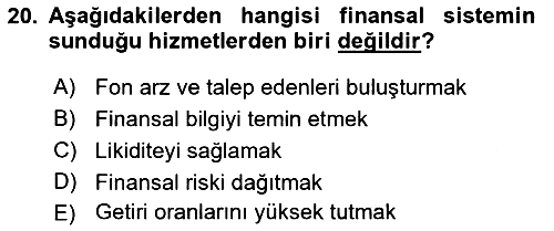 Bankalarda Kredi Yönetimi 2021-2022 Ara Sınav - 20. soru