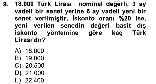 Finans Matematiği 2012-2013 Ara Sınav - 9. soru