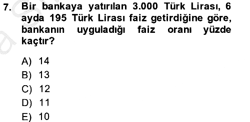 Finans Matematiği 2013-2014 Ara Sınav - 7. soru