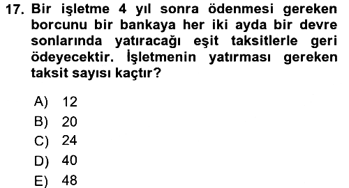 Finans Matematiği 2015-2016 Ara Sınav - 17. soru