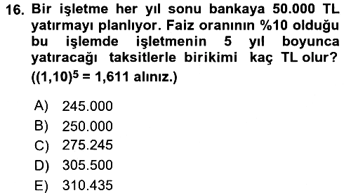 Finans Matematiği 2016-2017 Ara Sınav - 16. soru
