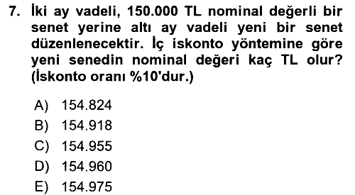 Finans Matematiği 2017-2018 Ara Sınav - 7. soru