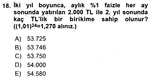 Finans Matematiği 2018-2019 Ara Sınav - 18. soru