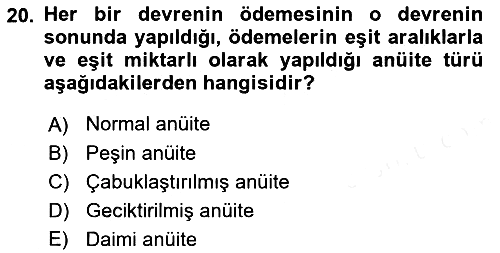 Finans Matematiği 2018-2019 Ara Sınav - 20. soru