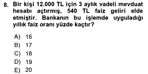Finans Matematiği 2021-2022 Ara Sınav - 8. soru