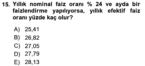 Finans Matematiği 2021-2022 Ara Sınav - 15. soru