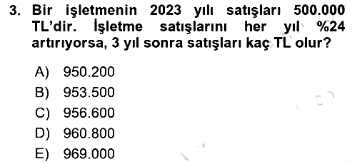 Finans Matematiği 2023-2024 Dönem Sonu Sınavı - 3. soru