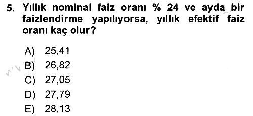 Finans Matematiği 2020-2021 Yaz Okulu Sınavı - 5. soru