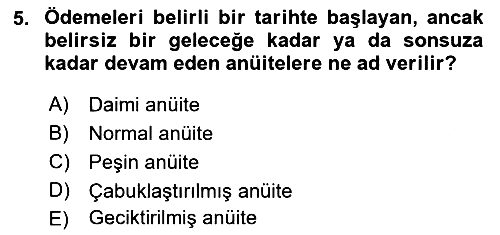 Finans Matematiği 2022-2023 Yaz Okulu Sınavı - 5. soru