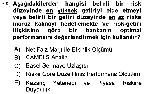 Finansal Kurumlar 2017-2018 3 Ders Sınavı - 15. soru