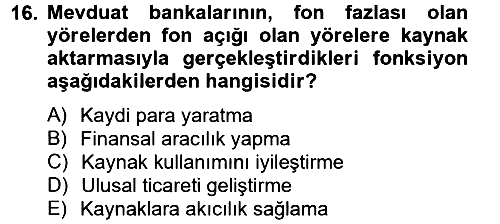 Finansal Kurumlar 2012-2013 Ara Sınav - 16. soru