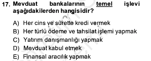 Finansal Kurumlar 2013-2014 Ara Sınav - 17. soru