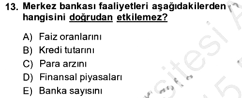 Finansal Kurumlar 2014-2015 Ara Sınav - 13. soru