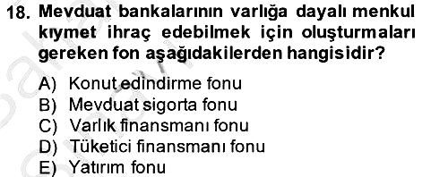 Finansal Kurumlar 2014-2015 Ara Sınav - 18. soru