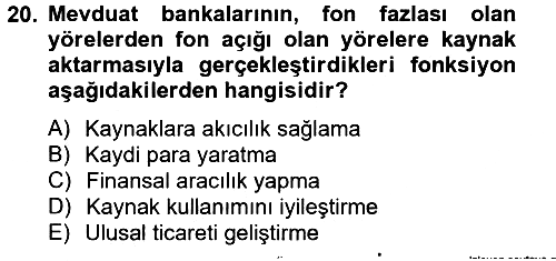 Finansal Kurumlar 2014-2015 Ara Sınav - 20. soru