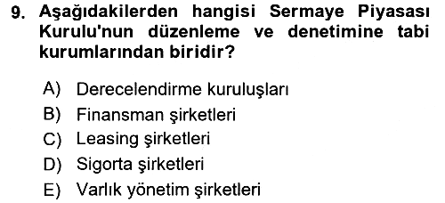 Finansal Kurumlar 2015-2016 Ara Sınav - 9. soru