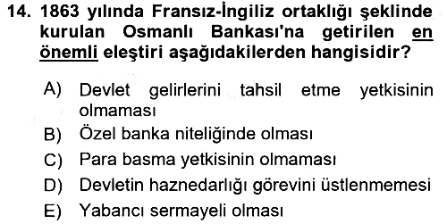 Finansal Kurumlar 2015-2016 Ara Sınav - 14. soru