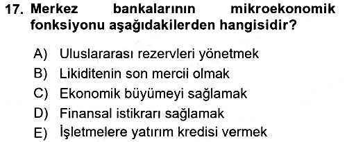 Finansal Kurumlar 2015-2016 Ara Sınav - 17. soru