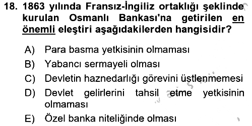 Finansal Kurumlar 2016-2017 Ara Sınav - 18. soru