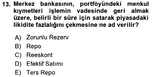 Finansal Kurumlar 2017-2018 Ara Sınav - 13. soru