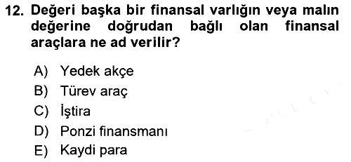 Finansal Kurumlar 2018-2019 Ara Sınav - 12. soru