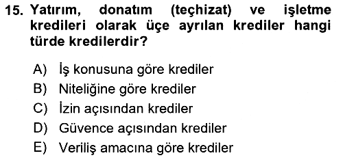 Finansal Kurumlar 2018-2019 Ara Sınav - 15. soru