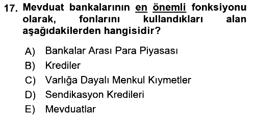 Finansal Kurumlar 2018-2019 Ara Sınav - 17. soru