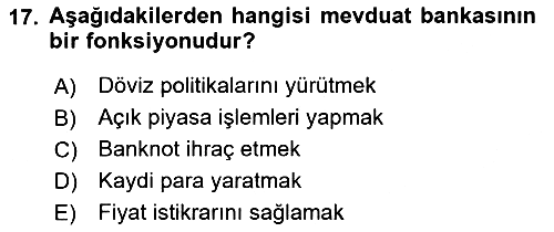 Finansal Kurumlar 2021-2022 Ara Sınav - 17. soru