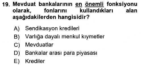 Finansal Kurumlar 2021-2022 Ara Sınav - 19. soru