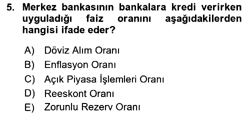 Finansal Kurumlar 2023-2024 Ara Sınav - 5. soru