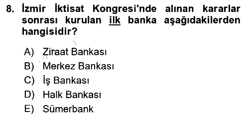Finansal Kurumlar 2023-2024 Ara Sınav - 8. soru