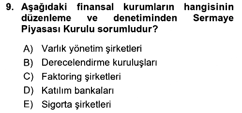 Finansal Kurumlar 2023-2024 Ara Sınav - 9. soru