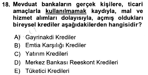 Finansal Kurumlar 2023-2024 Ara Sınav - 18. soru