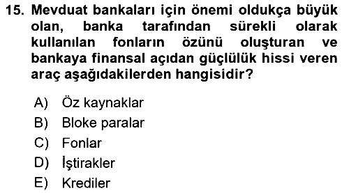 Finansal Kurumlar 2024-2025 Ara Sınav - 15. soru