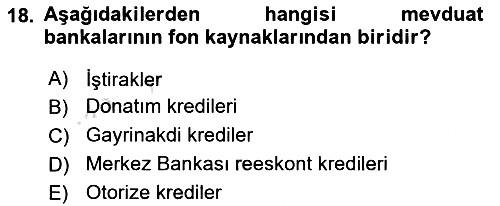 Finansal Kurumlar 2024-2025 Ara Sınav - 18. soru