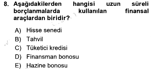 Finansal Kurumlar 2015-2016 Dönem Sonu Sınavı - 8. soru