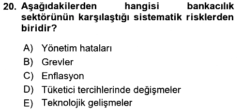 Finansal Kurumlar 2015-2016 Dönem Sonu Sınavı - 20. soru
