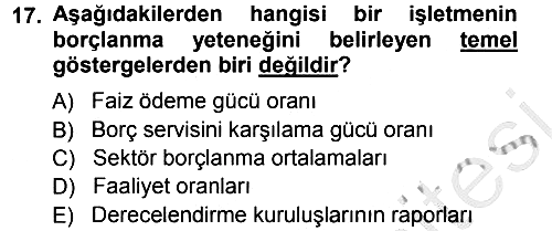 Finansal Yönetim 2012-2013 Ara Sınav - 17. soru