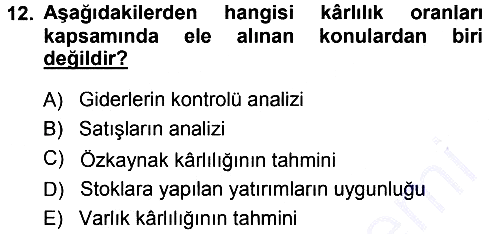 Finansal Yönetim 2013-2014 Ara Sınav - 12. soru