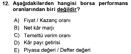 Finansal Yönetim 2015-2016 Ara Sınav - 12. soru