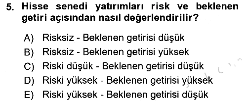 Finansal Yönetim 2017-2018 Ara Sınav - 5. soru
