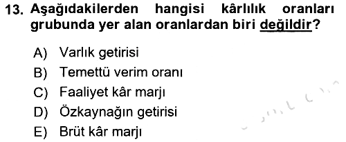 Finansal Yönetim 2017-2018 Ara Sınav - 13. soru