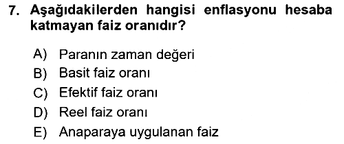 Finansal Yönetim 2023-2024 Ara Sınav - 7. soru